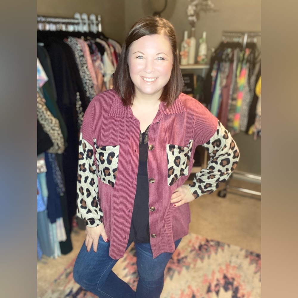 Maroon and Leopard Shacket